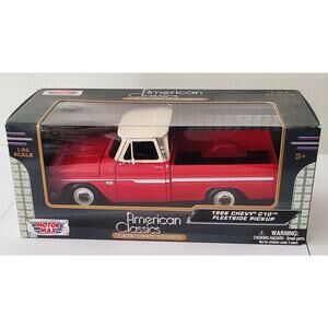 Motor Max American Classics 1966 Chevy C10 Fleetside Red and White 1/24
